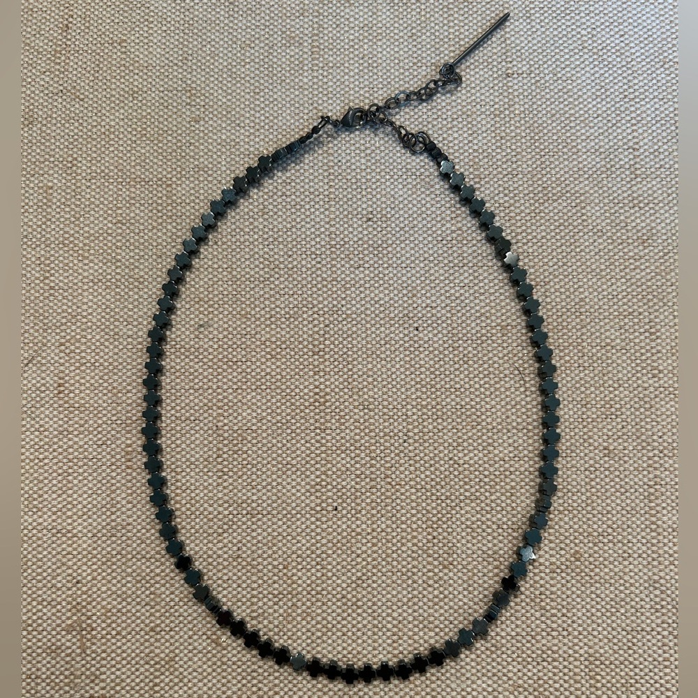 Metallic Chrome Cross Choker Necklace